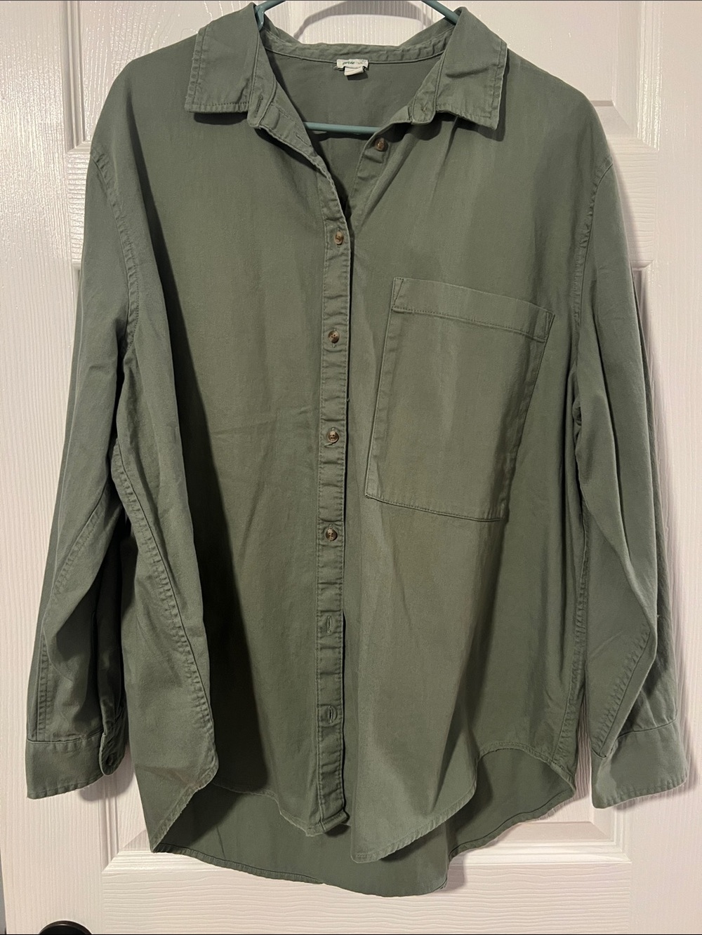 aerie Olive Green Casual Button-Down Shirt